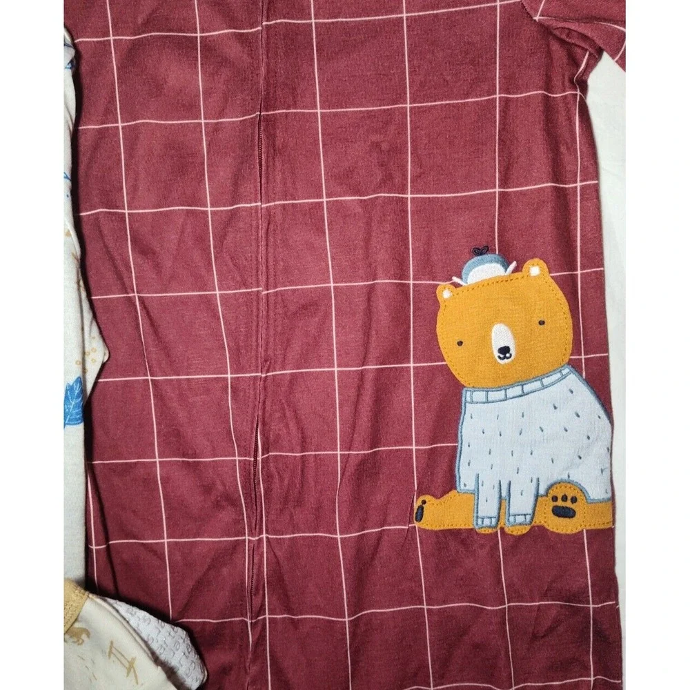 Carter's 5T Boys Footed Pajama Sleeper Lot 3pc Bull Bear Forest Cotton Polyester